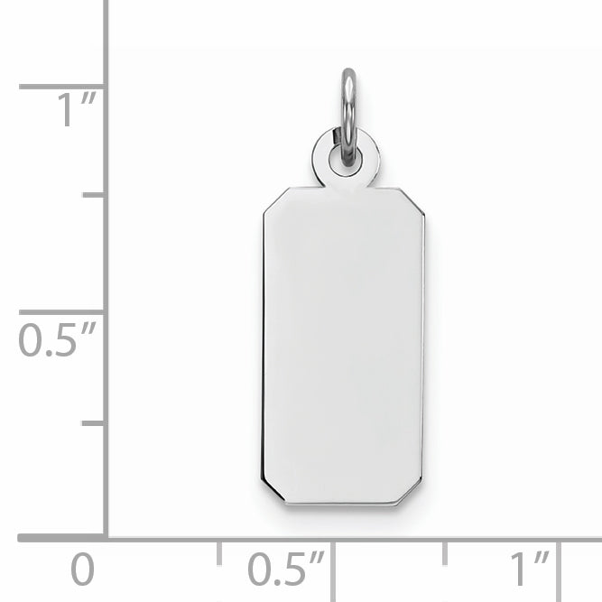 Sterling Silver Rhod-Plate Eng. Rect. Polish Front/Satin Back Disc Charm