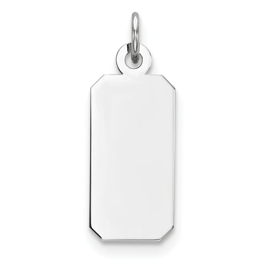 Sterling Silver Rhod-Plate Eng. Rect. Polish Front/Satin Back Disc Charm