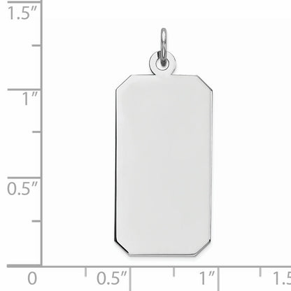 Sterling Silver Rhod-Plate Eng. Rect. Polish Front/Satin Back Disc Charm