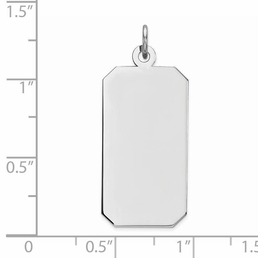 Sterling Silver Rhod-Plate Eng. Rect. Polish Front/Satin Back Disc Charm