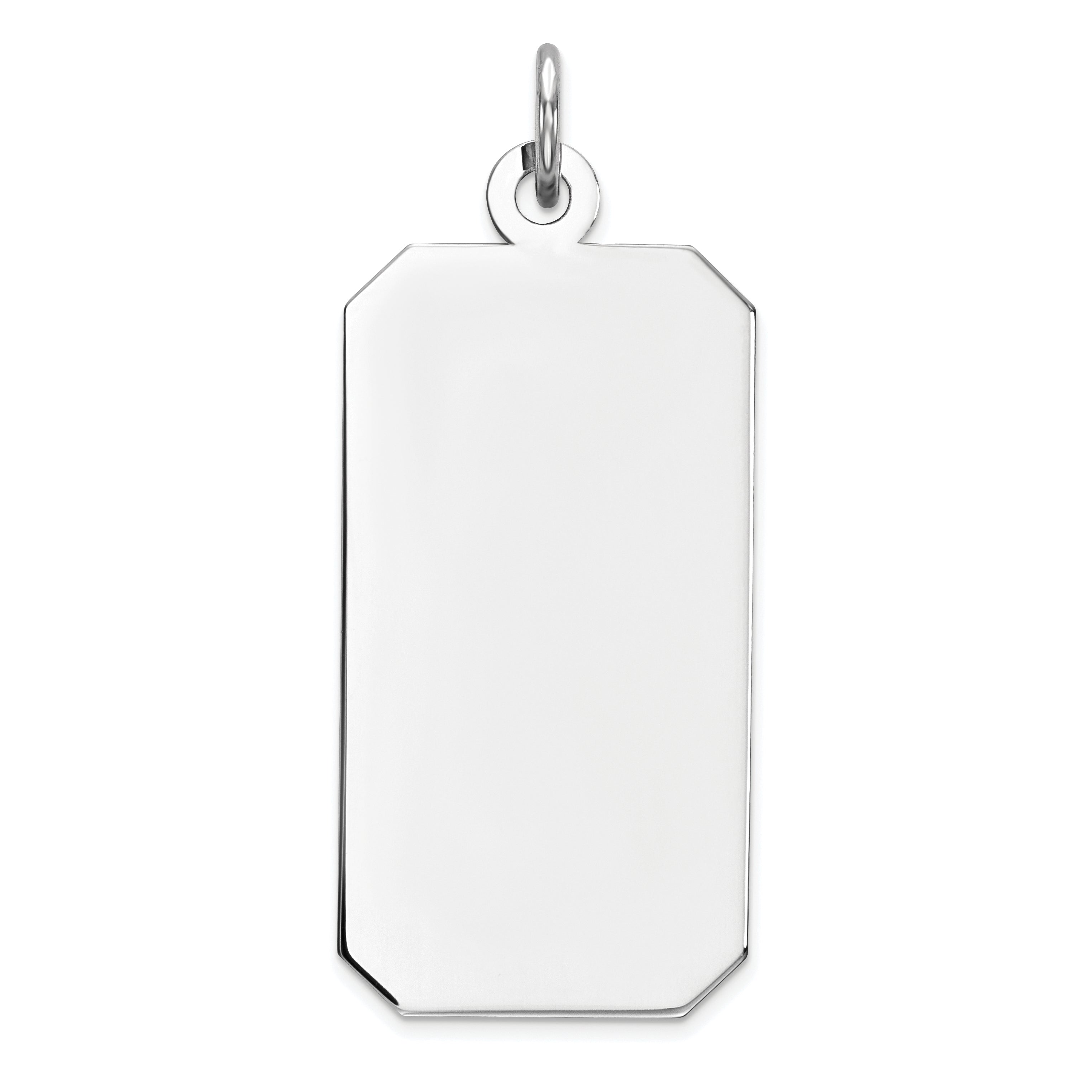 Sterling Silver Rhod-Plate Eng. Rect. Polish Front/Satin Back Disc Charm