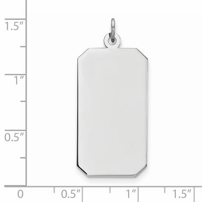 Sterling Silver Rhod-Plate Eng. Rect. Polish Front/Satin Back Disc Charm