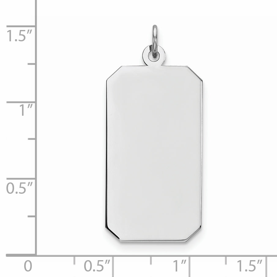 Sterling Silver Rhod-Plate Eng. Rect. Polish Front/Satin Back Disc Charm