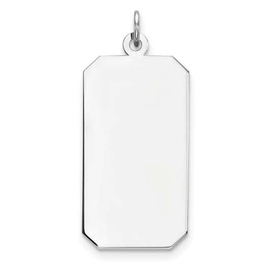 Sterling Silver Rhod-Plate Eng. Rect. Polish Front/Satin Back Disc Charm