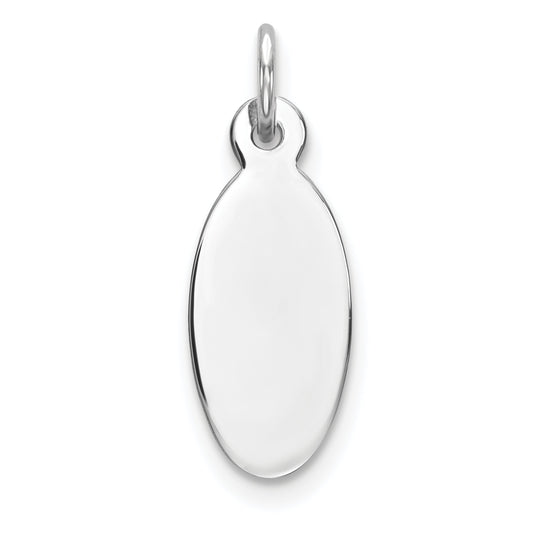 Sterling Silver Rhod-Plate Eng. Oval Polish Front/Satin Back Disc Charm