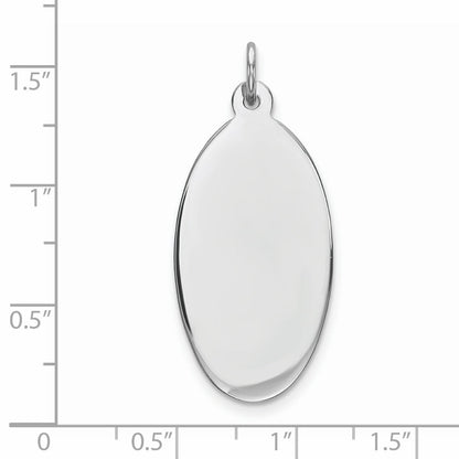 Sterling Silver Rhod-Plate Eng. Oval Polish Front/Satin Back Disc Charm