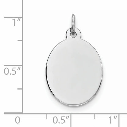 Sterling Silver Rhod-Plate Eng. Oval Polish Front/Satin Back Disc Charm