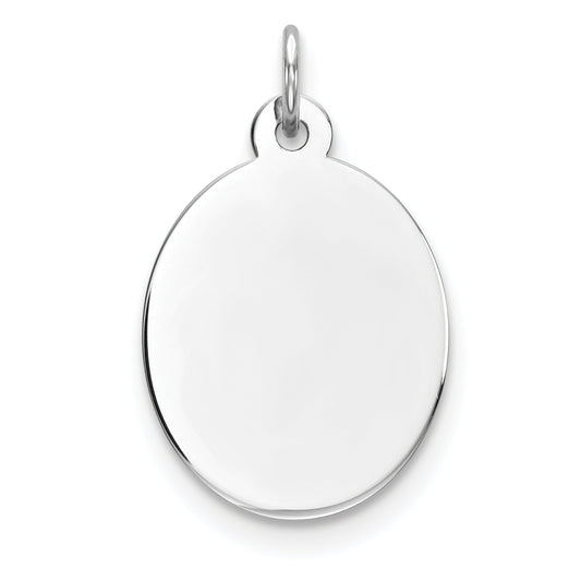 Sterling Silver Rhod-Plate Eng. Oval Polish Front/Satin Back Disc Charm