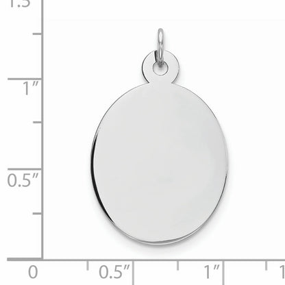 Sterling Silver Rhod-Plate Eng. Oval Polish Front/Satin Back Disc Charm