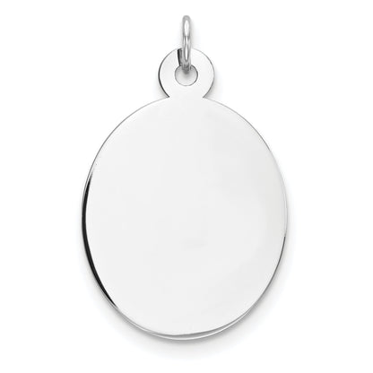 Sterling Silver Rhod-Plate Eng. Oval Polish Front/Satin Back Disc Charm