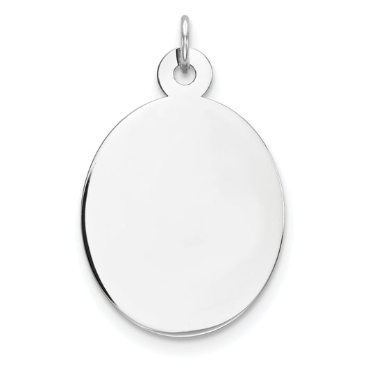 Sterling Silver Rhod-Plate Eng. Oval Polish Front/Satin Back Disc Charm