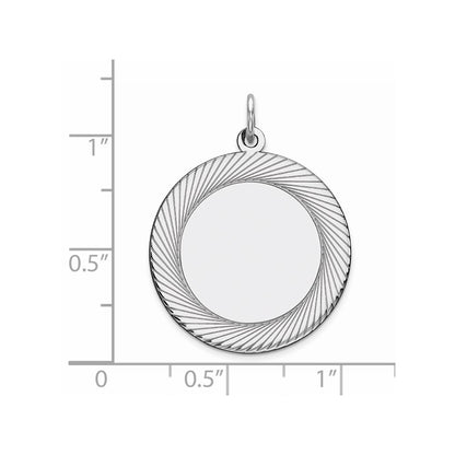 Sterling Silver Rhod-Plated Eng. Round Polish Front/Satin Back Disc Charm