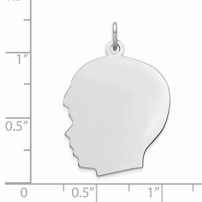 Sterling Silver Rhod-Plate Eng. Boy Polished Front/Satin Back Disc Charm