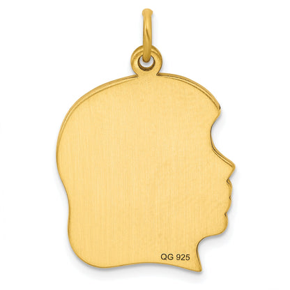 Ss/Gold Plated Sterling Silver Gp Engraveable Girl Polished Disc Charm