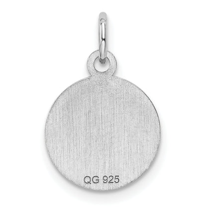 Sterling Silver Rhod-Plate Purple Enamel Right Facing Girl Head Disc Charm