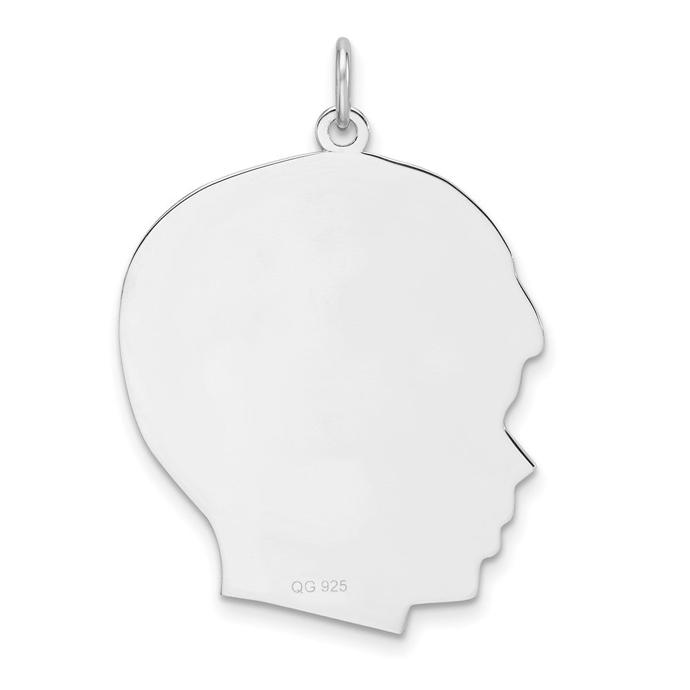 Sterling Silver Rhod-Plate Eng. Boy Polished Front and Back Disc Charm