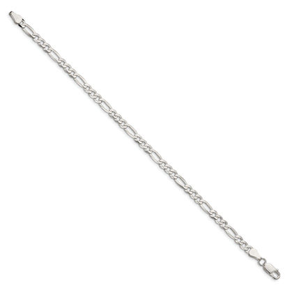 7 Inch Sterling Silver 4.5mm Lightweight Flat Figaro Chain Bracelet