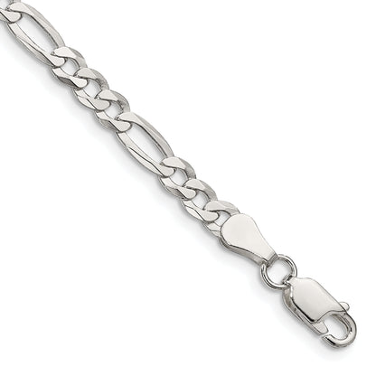 8 Inch Sterling Silver 4.5mm Lightweight Flat Figaro Chain Bracelet