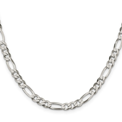 18 Inch Sterling Silver 5.5mm Lightweight Flat Figaro Chain Necklace