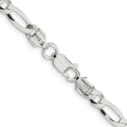 16 Inch Sterling Silver 5.5mm Lightweight Flat Figaro Chain Necklace