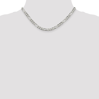 16 Inch Sterling Silver 5.5mm Lightweight Flat Figaro Chain Necklace