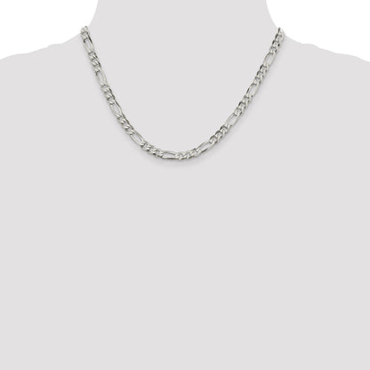 18 Inch Sterling Silver 5.5mm Lightweight Flat Figaro Chain Necklace