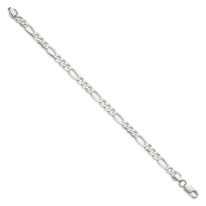 7 Inch Sterling Silver 5.5mm Lightweight Flat Figaro Chain Bracelet