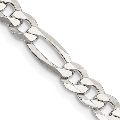 28 Inch Sterling Silver 5.5mm Lightweight Flat Figaro Chain Necklace