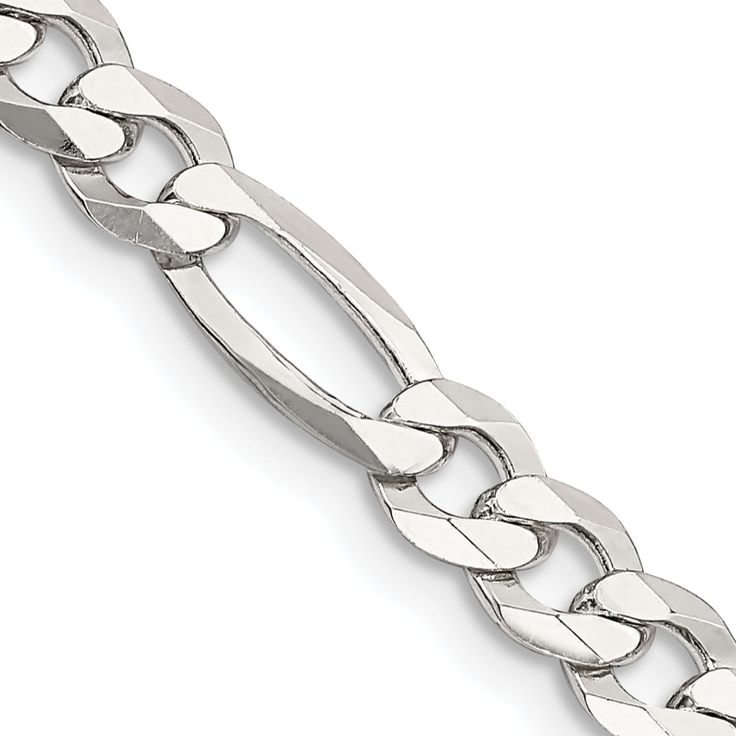 18 Inch Sterling Silver 5.5mm Lightweight Flat Figaro Chain Necklace