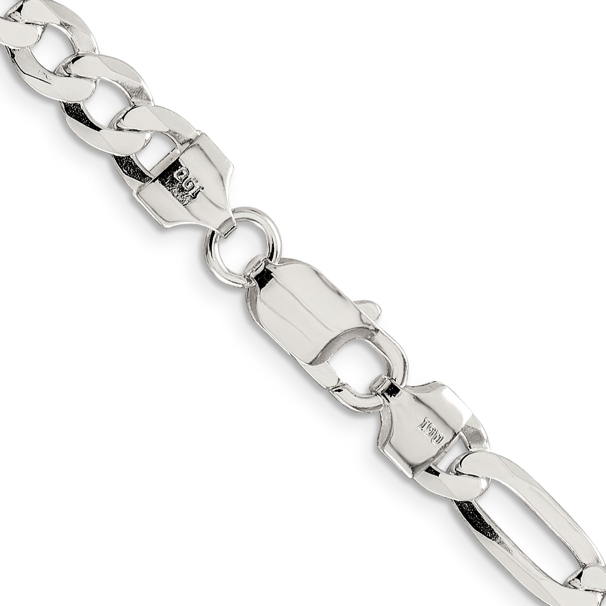 22 Inch Sterling Silver 7.0mm Lightweight Flat Figaro Chain Necklace