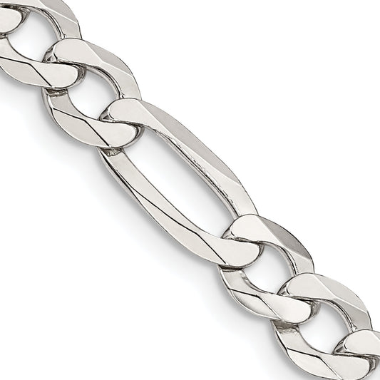 20 Inch Sterling Silver 7.0mm Lightweight Flat Figaro Chain Necklace