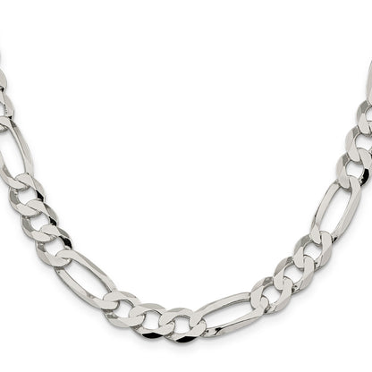 20 Inch Sterling Silver 9.7mm Lightweight Flat Figaro Chain Necklace