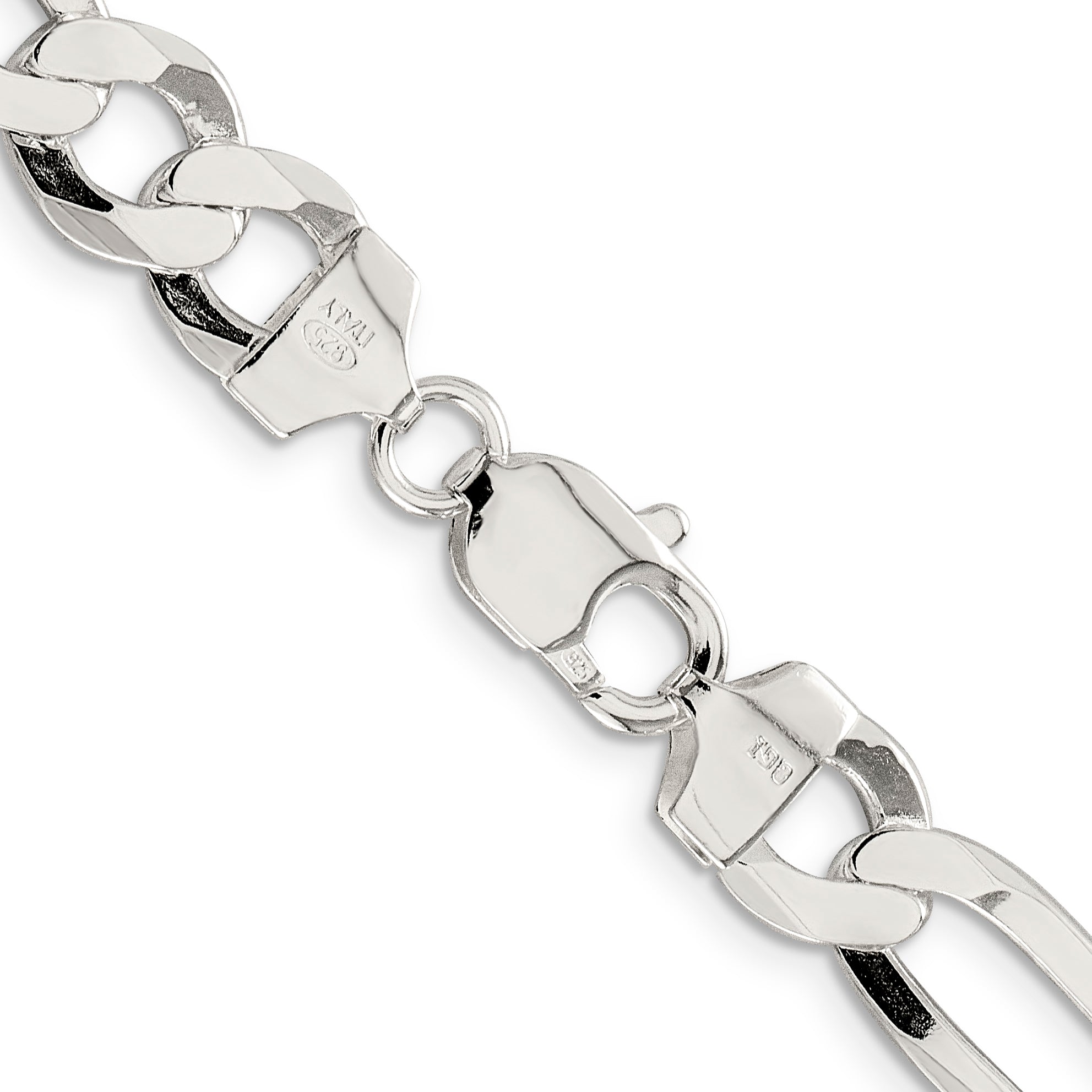28 Inch Sterling Silver 9.7mm Lightweight Flat Figaro Chain Necklace