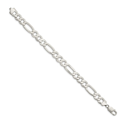 9 Inch Sterling Silver 9.7mm Lightweight Flat Figaro Chain Bracelet