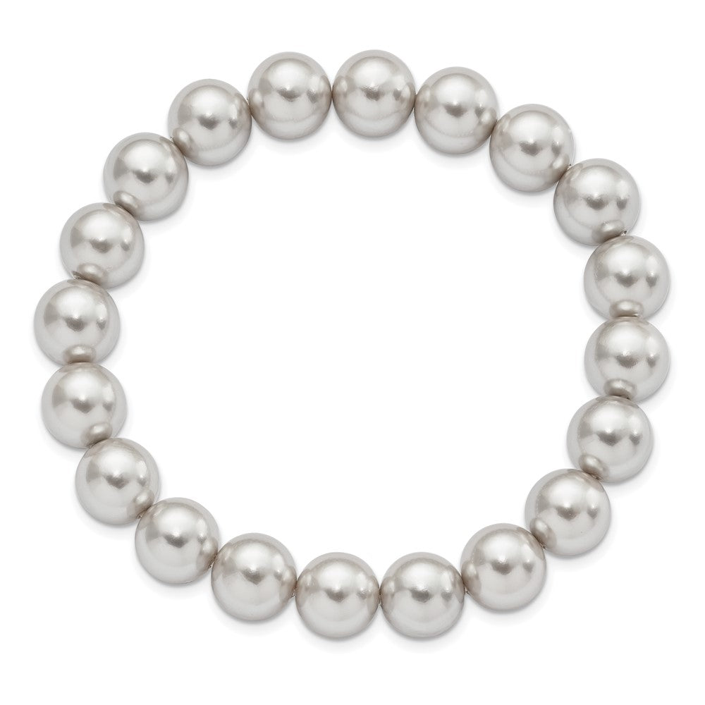 Fashion Majestik 10-11mm Grey Imitation Shell Pearl Stretch Bracelet