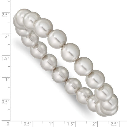 Fashion Majestik 10-11mm Grey Imitation Shell Pearl Stretch Bracelet