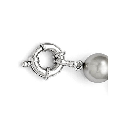 7.5 Inch Majestik Sterling Silver Rhodium-Plated 10-11mm Grey Imitation Shell Pearl Hand-Knotted Bracelet