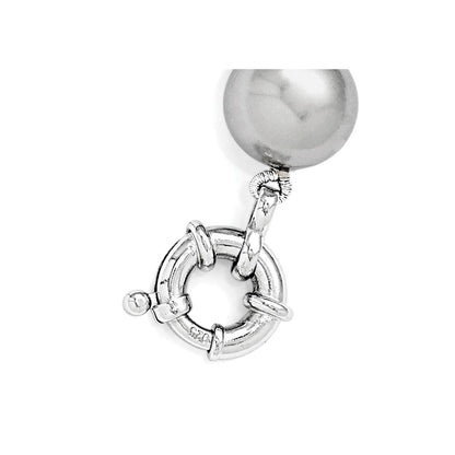 7.5 Inch Majestik Sterling Silver Rhodium-Plated 12-13mm Grey Imitation Shell Pearl Hand-Knotted Bracelet