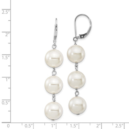Sterling Silver Majestik Rhodium-Plated 10-11mm Imitation Shell Pearl Dangle Earrings