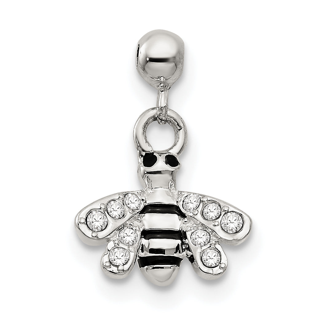 Sterling Silver Mio Memento Swarovski Crystal Enamel Dangle Bee Charm
