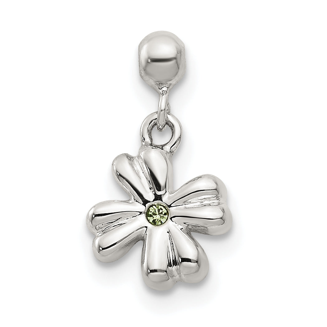 Sterling Silver Mio Memento Swarovski Crystal Dangle Clover Charm