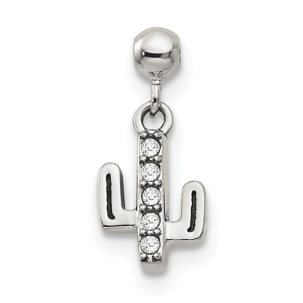 Sterling Silver Mio Memento Swarovski Crystal Dangle Cactus Charm