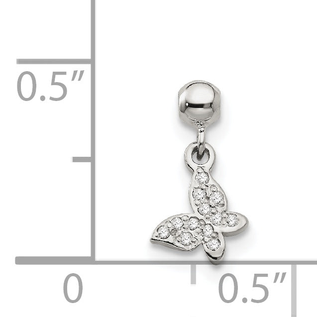 Sterling Silver Mio Memento Cz Dangle Butterfly Charm