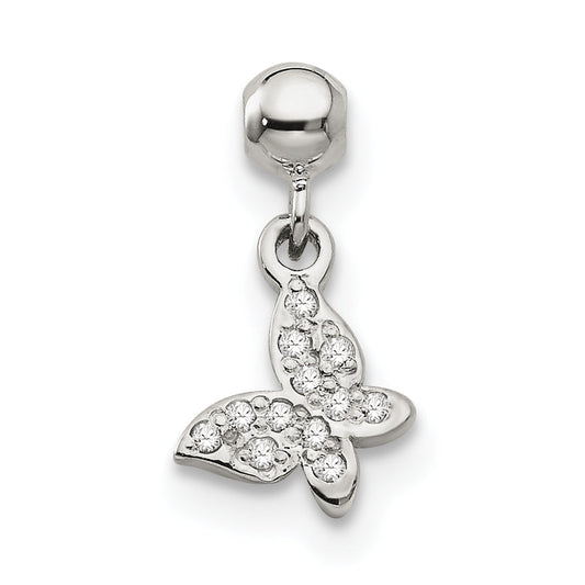 Sterling Silver Mio Memento Cz Dangle Butterfly Charm