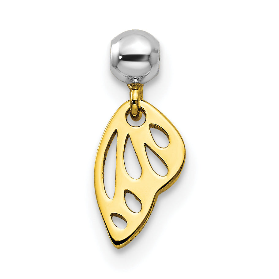 Sterling Silver Mio Memento Rhodium-Plated Gold-Tone Dangle Wing Charm