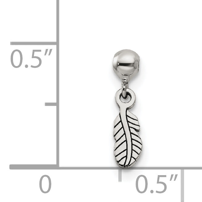 Sterling Silver Mio Memento Dangle Feather Charm