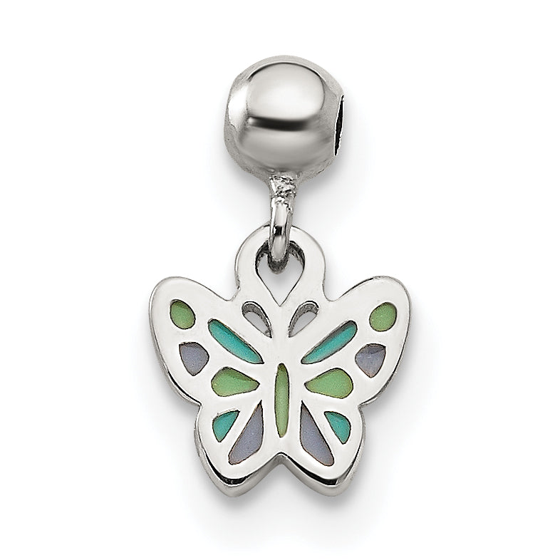 Sterling Silver Mio Memento Enamel Dangle Butterfly Charm