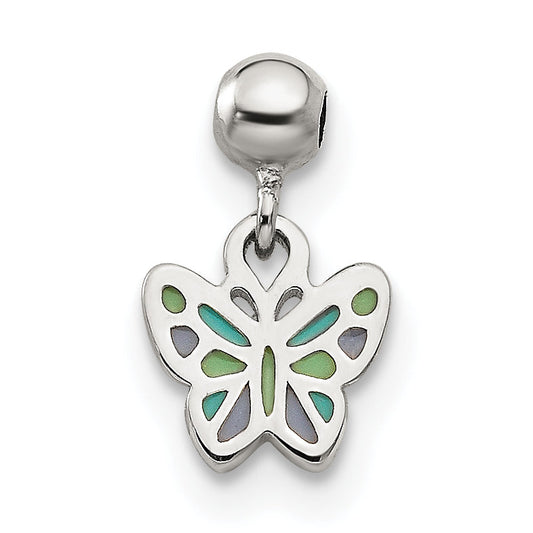 Sterling Silver Mio Memento Enamel Dangle Butterfly Charm