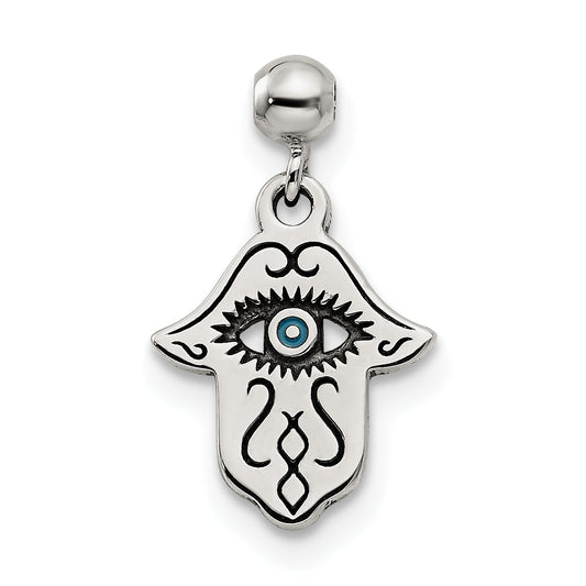 Sterling Silver Mio Memento Enamel Dangle Hamsa Charm