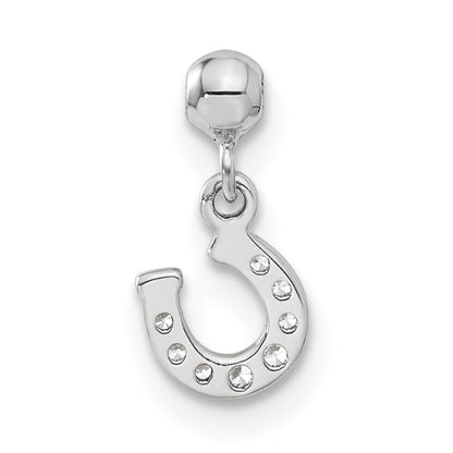 Sterling Silver Mio Memento Cz Dangle Horseshoe Charm